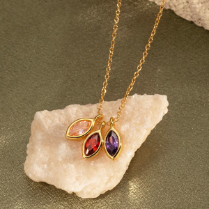 Women's 18K Gold Plated Pendant Necklace With Marquise Cut Zircon Stones Water <b>Drop</b> Design Minimalist <b>Box</b> Chain Everyday Wear - Product Image 2