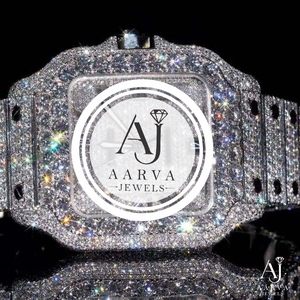 Montre en quartz incrustée de diamants, cadran carré argenté, accent cristal, bijou de luxe pour soirée, cadeau, édition limitée, coffret - Product Image 1