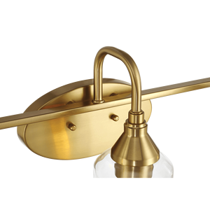 Lampada da Bagno Contemporanea Twilight a Tre Luci in Oro Spazzolato 22'L x 10'H x 7.48'P con Vetro Trasparente - Product Image 5