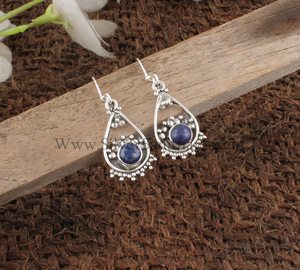 Boucles d'oreilles pendantes en Lapis Lazuli naturel, argent sterling 925, pierres bleues royales, véritables pierres précieuses, pour femmes, vente en gros - Product Image 3