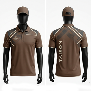 Polo de golf premium pour homme, tissu polyester haute performance 175 GSM, couleur brun rouille, classique, avec broderie sur la poitrine et impression sur la manche, personnalisable. - Product Image 6