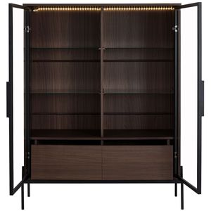 Vetrina LED Moderna Minimalista da 51,2 Pollici con Porta in Vetro Temperato e Gambe in Metallo, Espositore Illuminato per Soggiorno - Product Image 5
