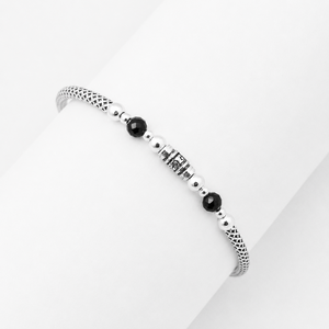 925 Sterling Silver Black Onyx <b>Beaded</b> Mesh Chain <b>Bracelet</b> High Polish Unisex Fashion Jewelry Daily Wear Gift Party Classic Elega - Product Image 2