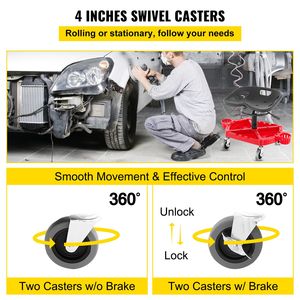 Sgabello da Garage Regolabile in Altezza 18-23 Pollici con Ruote Girevoli a 360 Gradi e Ampio Vassoio Portautensili, Capacità 300 Libbre per Riparazioni Auto - Product Image 2