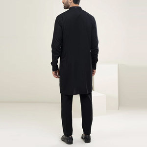 Traje Afgano para Hombre 2026 a Precio Económico, con Bordado Minimalista en el Cuello, Conjunto Tradicional Islámico Shalwar Kameez para Usar en Verano, Bandhgala - Product Image 2