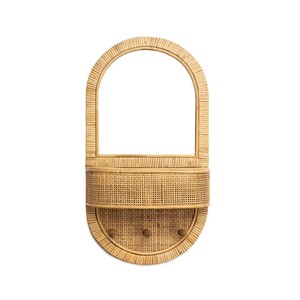 Espejo de pared bohemio de ratán con estante para pasillo, baño y decoración de oficina en casa, espejos de ratán vintage de Vietnam - Product Image 2