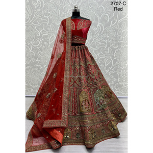 Collections de velours de vêtements de mariée indiens pour la mariée avec le travail de Zarkhan par Fabzone - Product Image 4