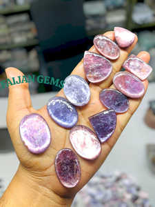 Alta calidad Gemmy buena calidad lepidolita Micca cabujón hecho a mano piedra de cristal Lisa parte posterior plana para la fabricación de joyas - Product Image 3