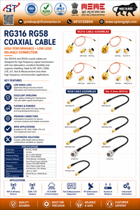 Câble coaxial RG316 RG58, assemblage de câbles à faible perte 50 Ohm avec connecteurs RF pour tests et mesures WiFi GSM LTE - Product Image 1