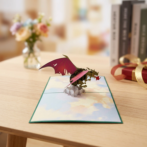 Wholesale 3D Pop Handmade Thanksgiving Greeting Card Fantasy Fire <b>Dragon</b> Design Animal Style Paper Cutting Crafts Gifts - Product Image 5