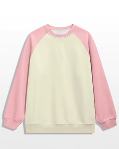 Women's Color Block Full Sleeve Fleece Crew Neck Casual Winter Top Eco-Friendly Polyester/Cotton Breathable Pink Beige - Product Image 4