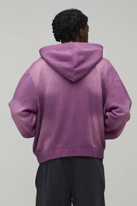 Sudadera con capucha para hombre de fabricante, morada, de algodón lavado, forro polar, oversize, hombros caídos, estilo urbano, otoño-invierno, logotipo personalizado, peso pesado - Product Image 2