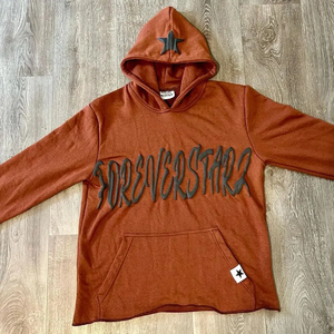 Foreverstar2 <b>Red</b> Hooded <b>Sweatshirt</b> <b>Men's</b> Oversized Streetwear Cotton Pullover With Star Logo Front Print Autumn Style - Product Image 5