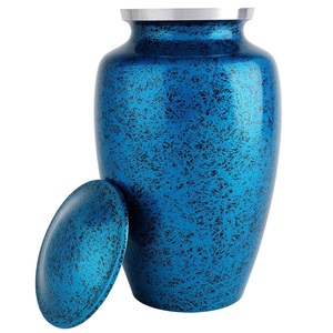 Urne funéraire en aluminium bleu marine avec oiseaux en vol et bande argentée, pour cendres d'adultes, urne commémorative - Product Image 6