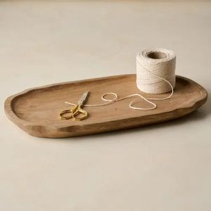 Oval Wooden Serving Tray Handmade Minimalist Solid Design Plate Dishes & Plates - Product Image 1