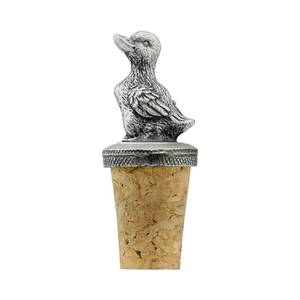 Bouchon de bouteille de vin en laiton, motif coq, finition argent antique, avec bouchon en liège naturel réutilisable, technique de moulage à la main, articles cadeaux pour bar - Product Image 2