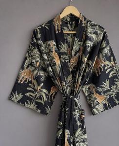 Vestidos Casuales Estilo Safari, Vestido Kimono Maxi con Estampado Animal y Cinturón, Corte Holgado, Manga Tres Cuartos, Ropa Casual de Verano - Product Image 4