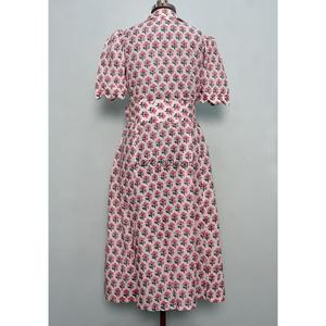 Indian Handmade Cotton Kangura Midi Dress Women Hand Block Floral Printed Cute <b>Sweet</b> Daily Casual <b>Party</b> Wear A-Line Natural - Product Image 3