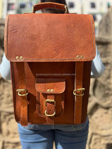 Nuevas mochilas Vintage grandes de cuero de cabra personalizadas hechas a mano, bolsas de gimnasio de viaje de alta calidad, mochila dos en uno para Unisex - Product Image 2