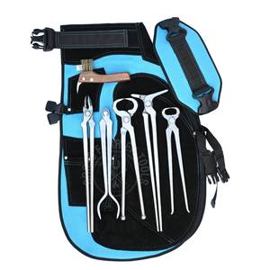Kit d'outils de fermeur professionnel avec écarteur de sabots, pince à sabots, cisaille à sabots, testeur de sabots, outil de brossage, crochet et nouveau tablier de protection - Product Image 1