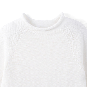 Suéter de Punto para Bebé, Cuello Alto, Manga Larga, Unisex, Casual, Primavera, 100% Algodón, Blanco Sólido, Una Sola Capa - Product Image 4