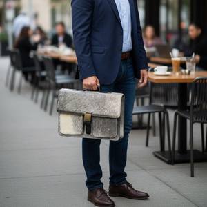 Bolso de Mano de Cuero Vacuno de Primera Calidad, Maletín para Portátil, Maletín de Negocios Vintage Genuino, Bolso de Mensajero para el Trabajo, Ligero y Ecológico - Product Image 1