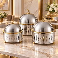 Casserole de luxe en acier inoxydable, finition argentée dorée, couvercle en dôme, diamètre 24 cm, récipient isotherme écologique pour garder les plats au chaud