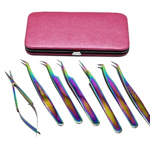 แหนบสเตนเลสสีรุ้งแบบญี่ปุ่นสำหรับต่อขนตาและขนตาปลอมหลายสีเป็นมิตรกับสิ่งแวดล้อม - Product Image 1