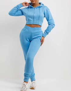 Survêtement personnalisé de qualité supérieure OEM ODM en molleton bouclette délavé à l'acide, avec impression en relief, DTG, strass et fermeture éclair - Product Image 1