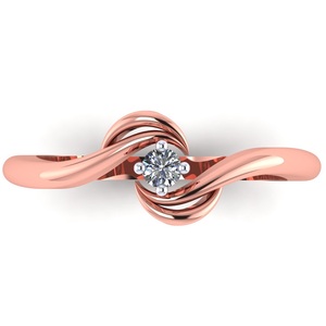 Bague pour femme Windy Grace en or rose avec diamant, bague fleurie plaquée or rose avec pierre de laboratoire taille ronde 0,11 CT, bijoux de mode - Product Image 2