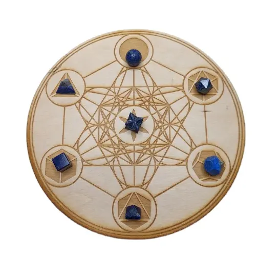 Ihracat kalite Lapis Lazuli 7 adet kutsal geometri seti şifa için toptan fiyata tedarikçisi