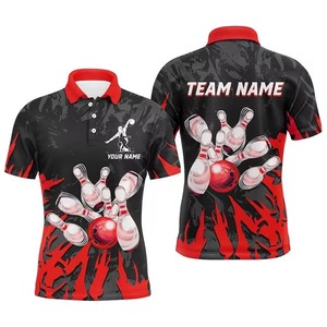 High Quality Custom Sublimation Men's Sporty <b>Bowling</b> for Shirt Anti-Wrinkle Quick Dry Breathable Knitted Team Shirt - Product Image 1
