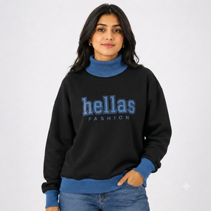 Sudadera de cuello alto de corte holgado para mujer, de algodón ligero y forro polar, tacto suave, uso casual, puños acanalados, mangas largas, OEM ODM - Product Image 1