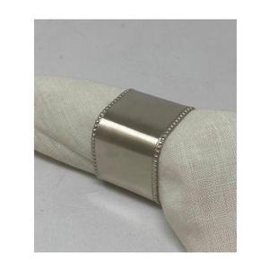 Elegante Anillo para Servilletas Cuadrado de Aluminio Plateado, Diseño Moderno, Ecológico, Duradero, con Borde Decorativo de Cuentas, Accesorio de Mesa - Product Image 1