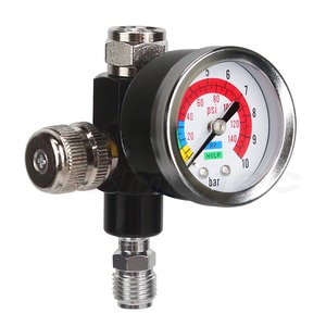 LEMATEC Industrial OEM Analog <b>Pressure</b> Gauge with Swivel Connector Metal Case for 1/4" Air Tools Spray Gun Flow Control - Product Image 1