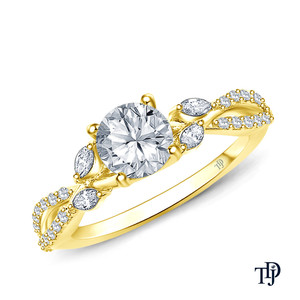 แหวนเพชรรูปต้นองุ่นสีทอง10K เป็นแรงบันดาลใจให้กับเพชรรูปทรงกลมและรูปทรงกลมสำหรับใช้ในห้องแลปเครื่องประดับนานาชาติขายส่งขายส่ง - Product Image 1