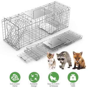 Trappola Pieghevole per Animali Vivi 31x12x11 con Copertura e Guanti, Gabbia Resistente per Animali Domestici - Product Image 1