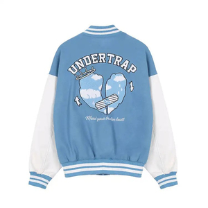 เสื้อแจ็คเก็ตบอมเบอร์วาร์ซิตี้ผู้ชาย โพลีเอสเตอร์ 100% แบบสั่งทำพิเศษ ปักลายเชนิลล์ สไตล์ไฮสตรีท ระบายอากาศได้ดี สำหรับฤดูหนาว ทรงยาวบาง - Product Image 2