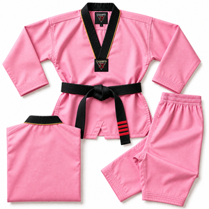 Uniforme de Taekwondo de Alta Calidad, Dobok con Cuello en V, Poliéster y Algodón, Ligero, Transpirable, Duradero, de Secado Rápido, Traje de Entrenamiento para Niños - Product Image 4