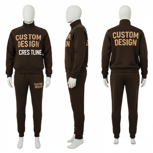 Conjunto Deportivo Personalizado con Cremallera Frontal, Estampado por Transferencia Térmica, Bolsillos Laterales, Ropa Casual de Otoño para Hombre - Product Image 1