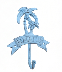 Premium Sky Blue Palm Tree Design Metal Bathroom <b>Hooks</b> With Stylish Finished Perfect For Home Storage and Towel Organization - Product Image 1