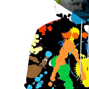 Sudadera con Capucha para Hombre, Estampado de Salpicaduras de Pintura Coloridas, Corte Regular, Estilo Casual, Transpirable, Tejido de Poliéster, Ropa de Primavera - Product Image 2