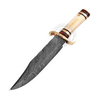 Nouvelle édition personnalisable de couteau Bowie en acier Damas de 14 pouces, couteau de chasse d'extérieur avec manche en os, meilleur couteau à lame fixe de collection