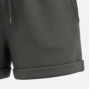 Conjunto de 2 Piezas para Mujer, Sudadera con Capucha y Pantalones Cortos de Felpa, Color Sólido, Corte Holgado, Informal, para Todas las Temporadas, Largo por Encima de la Rodilla - Product Image 6
