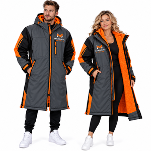 Personalized Waterproof Sherpa Change Robe Full Zip Hooded Windproof Long Surfing <b>Coat</b> Warm Outdoor Swim & Beach Wear - Product Image 2