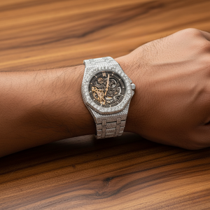 Montre Moissanite à chiffres romains pour homme, aspect diamant glacé, quartz, acier inoxydable, luxe, tendance, hip-hop, personnalisée, 40 mm - Product Image 6