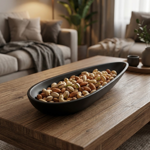 Bol à salade en aluminium noir mat, plat de service contemporain pour fruits, décoration de luxe pour la maison, collection de buffet d'hôtel, vaisselle de table - Product Image 2