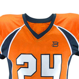 Uniforme de football américain personnalisé, maillot orange avec le numéro 24 et pantalon beige pour hommes adultes, matière polyester respirante - Product Image 4