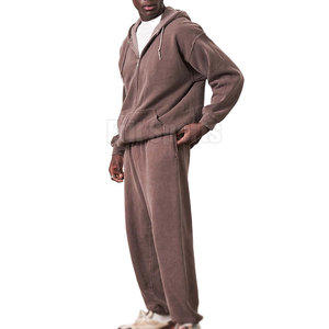2026 New Design Winter Acid Wash <b>Tracksuit</b> Breathable Soft Fabric Casual Wear Hooded Drawstring Closure Men's Low Price - Product Image 2