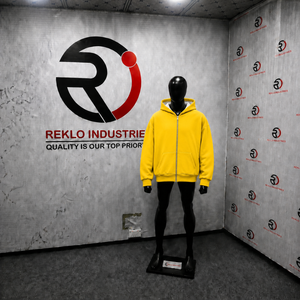<b>Men's</b> <b>Yellow</b> Zip-Up <b>Hoodie</b> Regular Fit Solid Color Fleece Casual Hooded Sweatshirt Long Sleeve Autumn Wear Heavyweight Cotton - Product Image 3